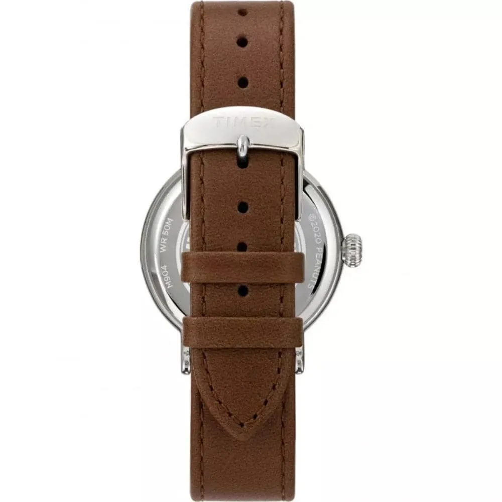 TIMEX SNOOPY TW2V32800 BROWN LEATHER MEN WATCH