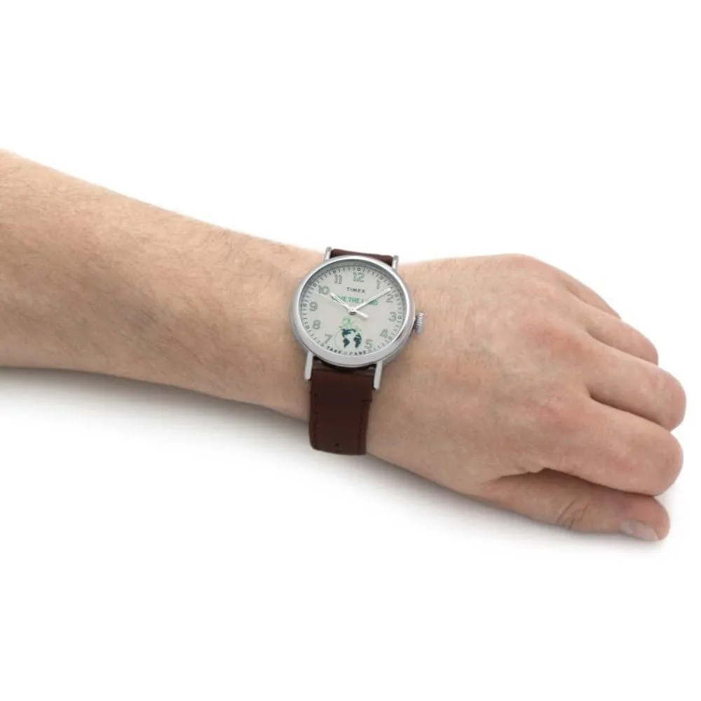 TIMEX SNOOPY TW2V32800 BROWN LEATHER MEN WATCH