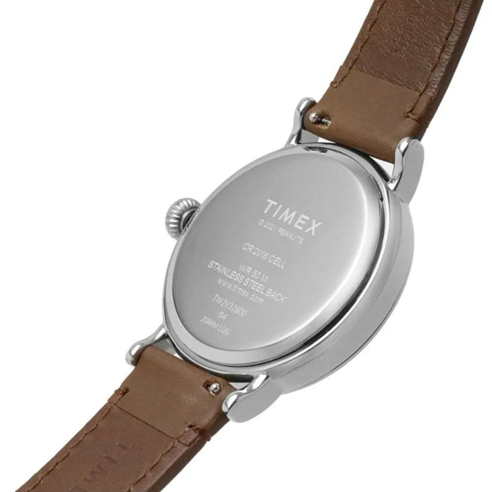 TIMEX SNOOPY TW2V32800 BROWN LEATHER MEN WATCH