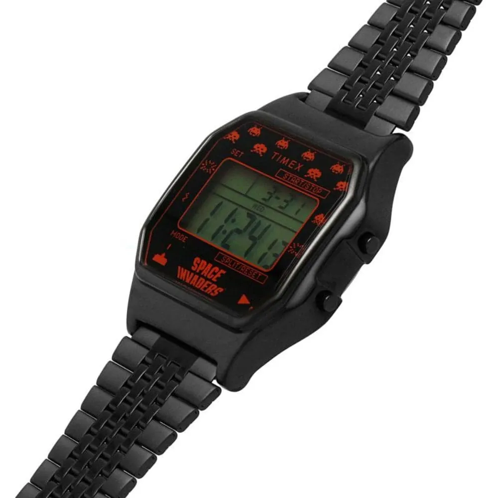 Timex Space Invaders Digital Black Stainless Steel Strap Unisex Watch TW2V30200