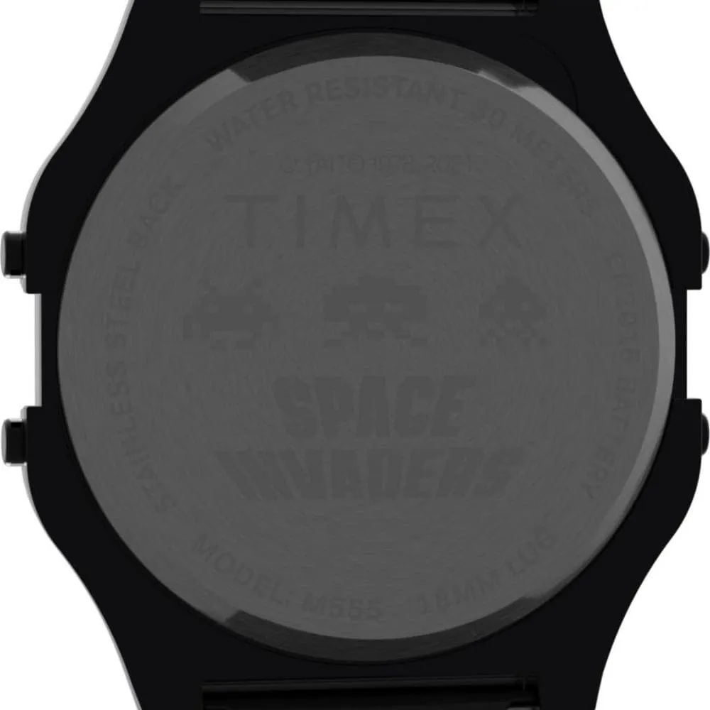 Timex Space Invaders Digital Black Stainless Steel Strap Unisex Watch TW2V30200
