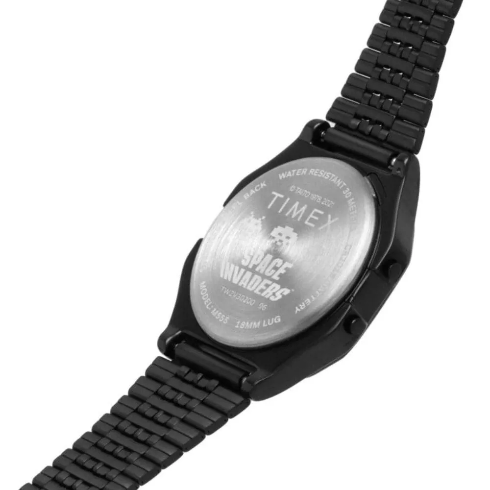 Timex Space Invaders Digital Black Stainless Steel Strap Unisex Watch TW2V30200