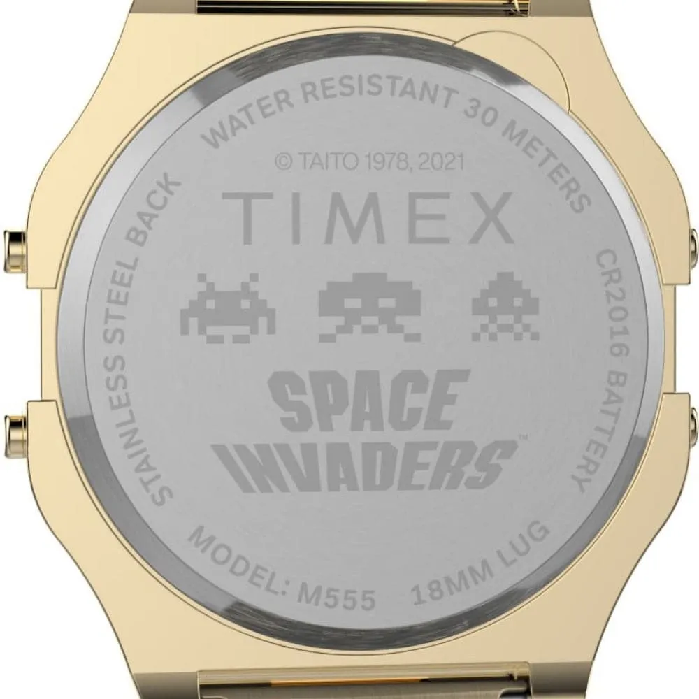 Timex Space Invaders Digital Gold Stainless Steel Strap Men Watch TW2V30100