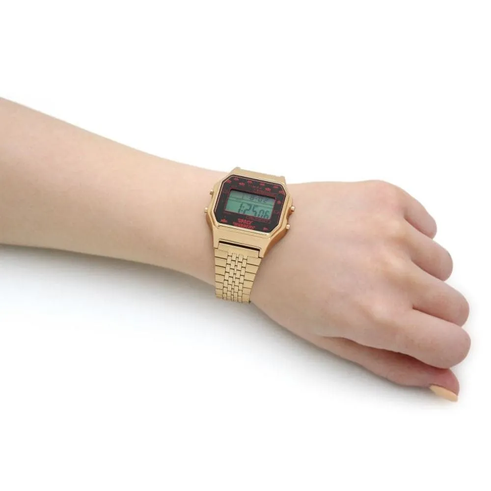 Timex Space Invaders Digital Gold Stainless Steel Strap Men Watch TW2V30100