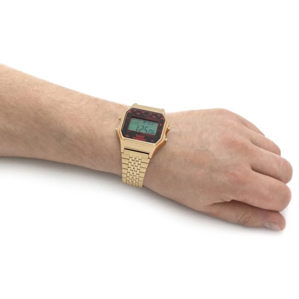 Timex Space Invaders Digital Gold Stainless Steel Strap Men Watch TW2V30100