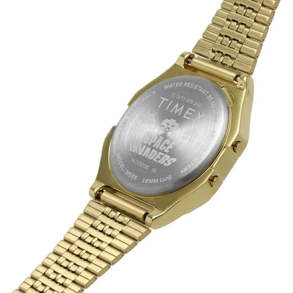 Timex Space Invaders Digital Gold Stainless Steel Strap Men Watch TW2V30100