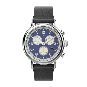 TIMEX STANDARD CHRONOGRAPH BLACK LEATHER BAND WATCH TW2V71100