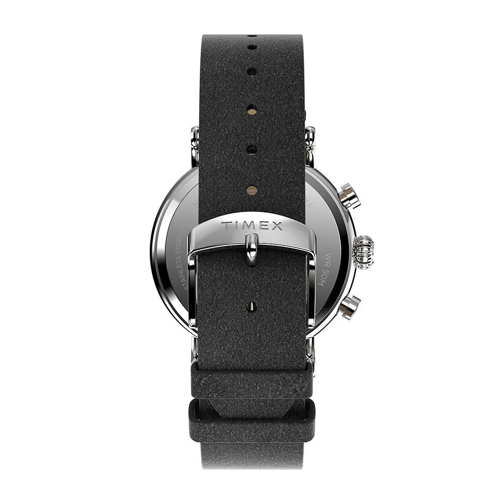 TIMEX STANDARD CHRONOGRAPH BLACK LEATHER BAND WATCH TW2V71100