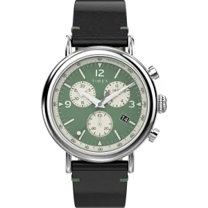 Timex Standard Chronograph Black Leather Strap Unisex Watch TW2V71000