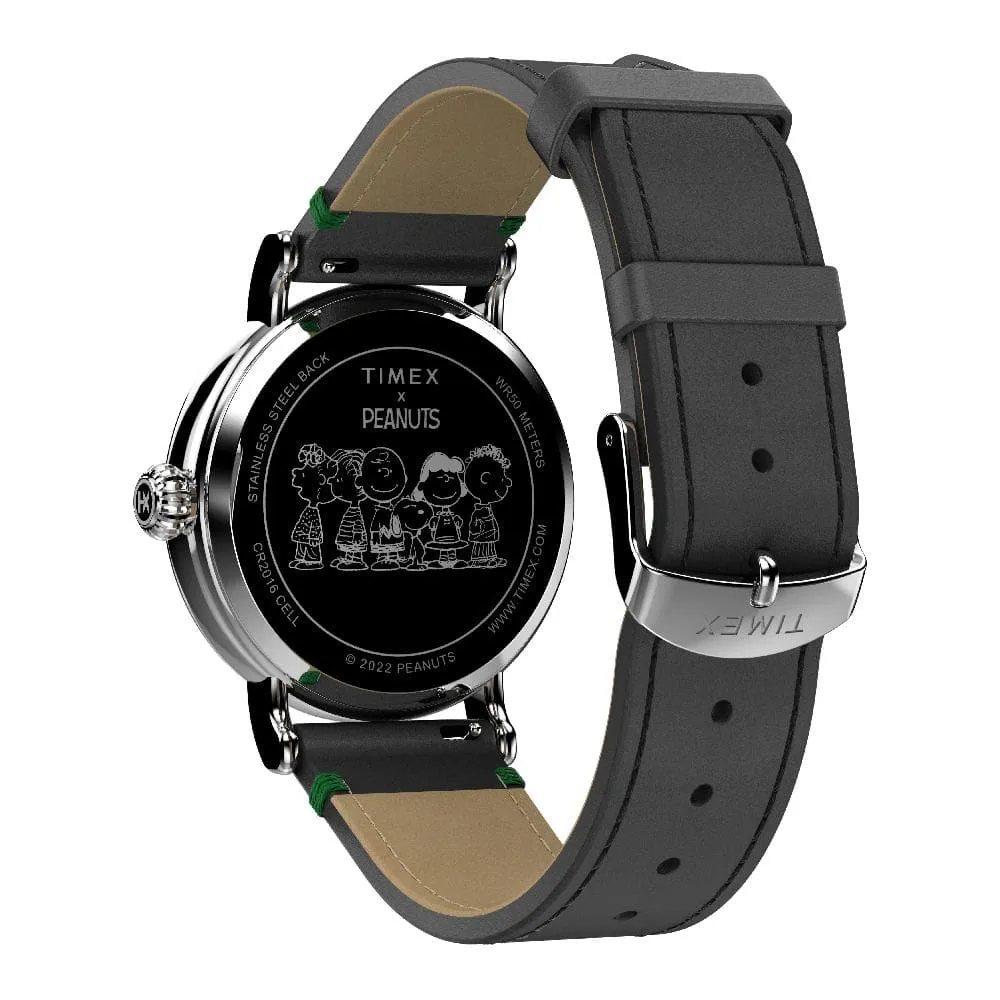 Timex Standard Peanuts Featuring Snoopy Ice Skating Leather Strap Watch TW2V60200