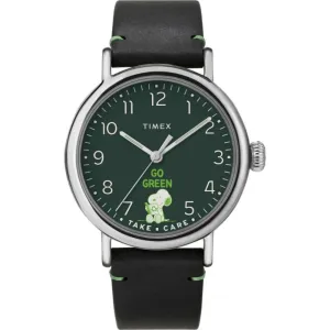 TIMEX STANDARD TW2V32700 BLACK LEATHER MEN WATCH