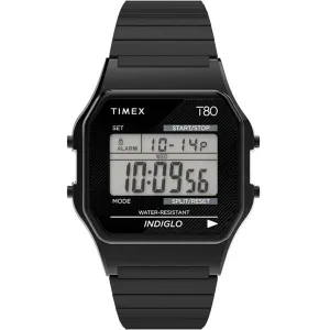 Timex Unisex Chronograph Watch - T80 Digital Dial Black Bracelet | TW2R67000YB