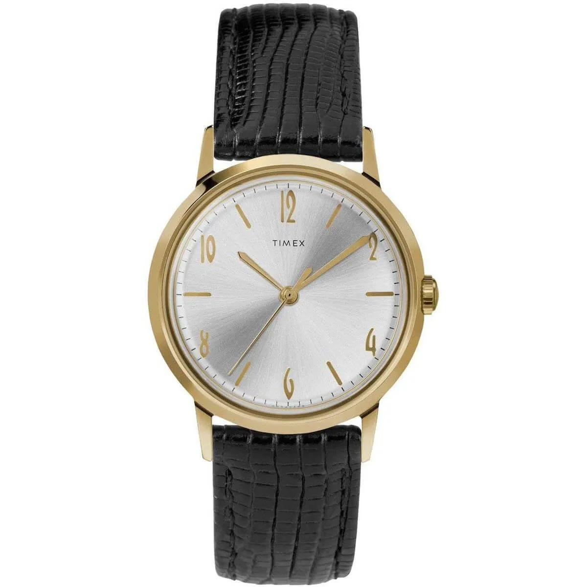 Timex Unisex Mechanical Watch - Marlin Silver Dial Black Leather Strap | TW2T18400ZV