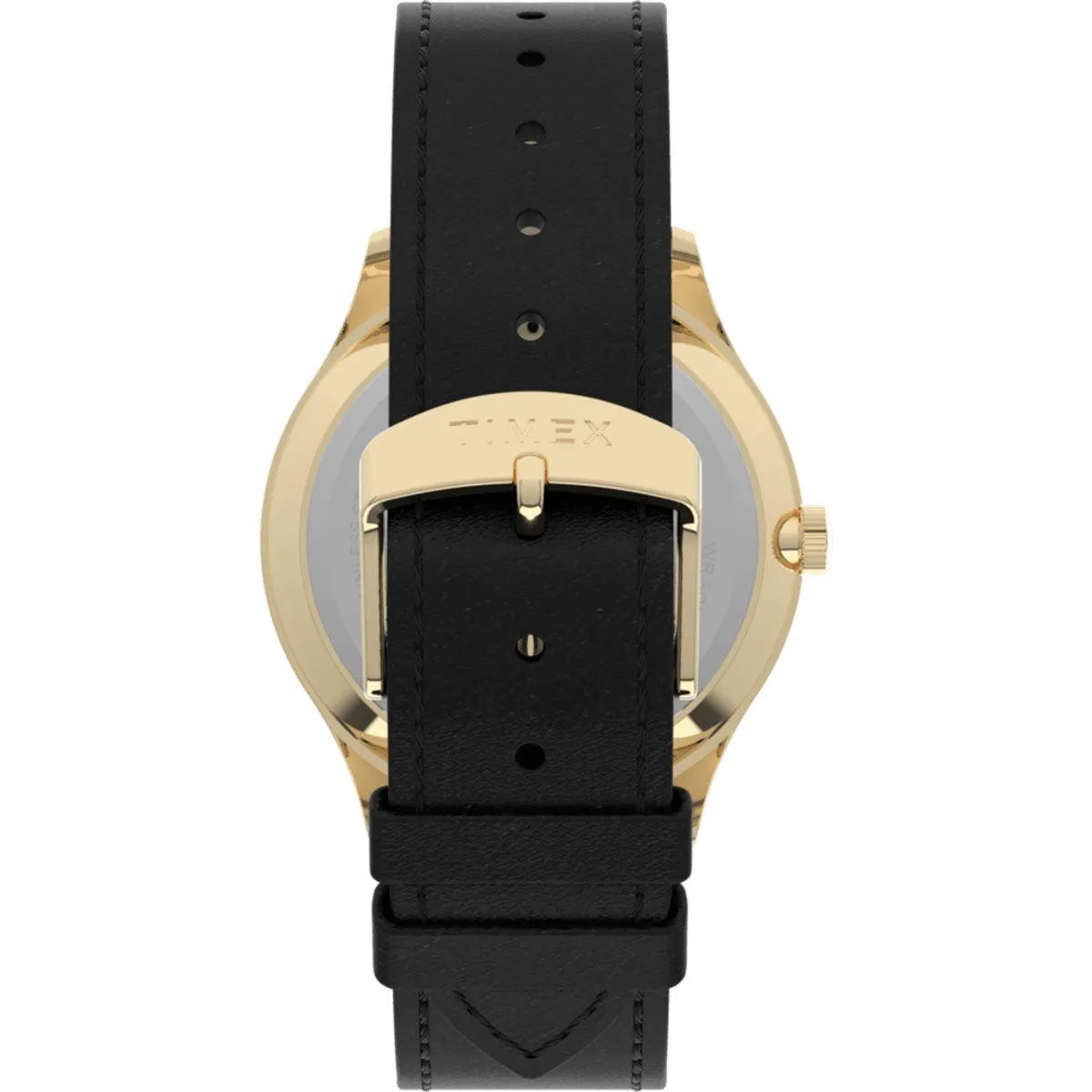 Timex Unisex Quartz Watch - Easy Reader White Dial Black Leather Strap | TW2U22200VQ
