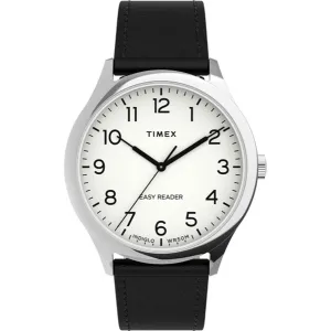 Timex Unisex Quartz Watch - Easy Reader White Dial Leather Strap | TW2U22100VQ