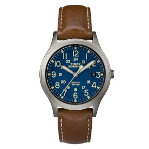 Timex Unisex Strap Watch - Expedition Scout Quartz Blue Dial Leather | TW4B11100JV