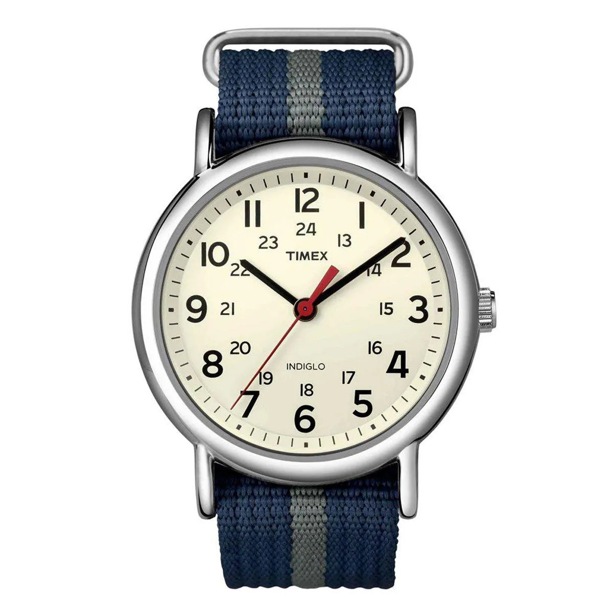 Timex Unisex Strap Watch - Weekender Beige Dial Quartz Blue & Grey Nylon | T2N654JV