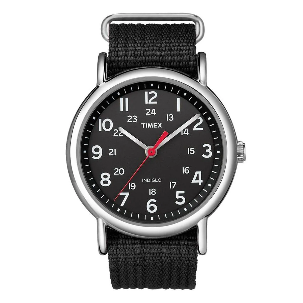Timex Unisex Strap Watch - Weekender Black Dial Quartz Black Nylon | T2N647JV