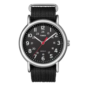 Timex Unisex Strap Watch - Weekender Black Dial Quartz Black Nylon | T2N647JV
