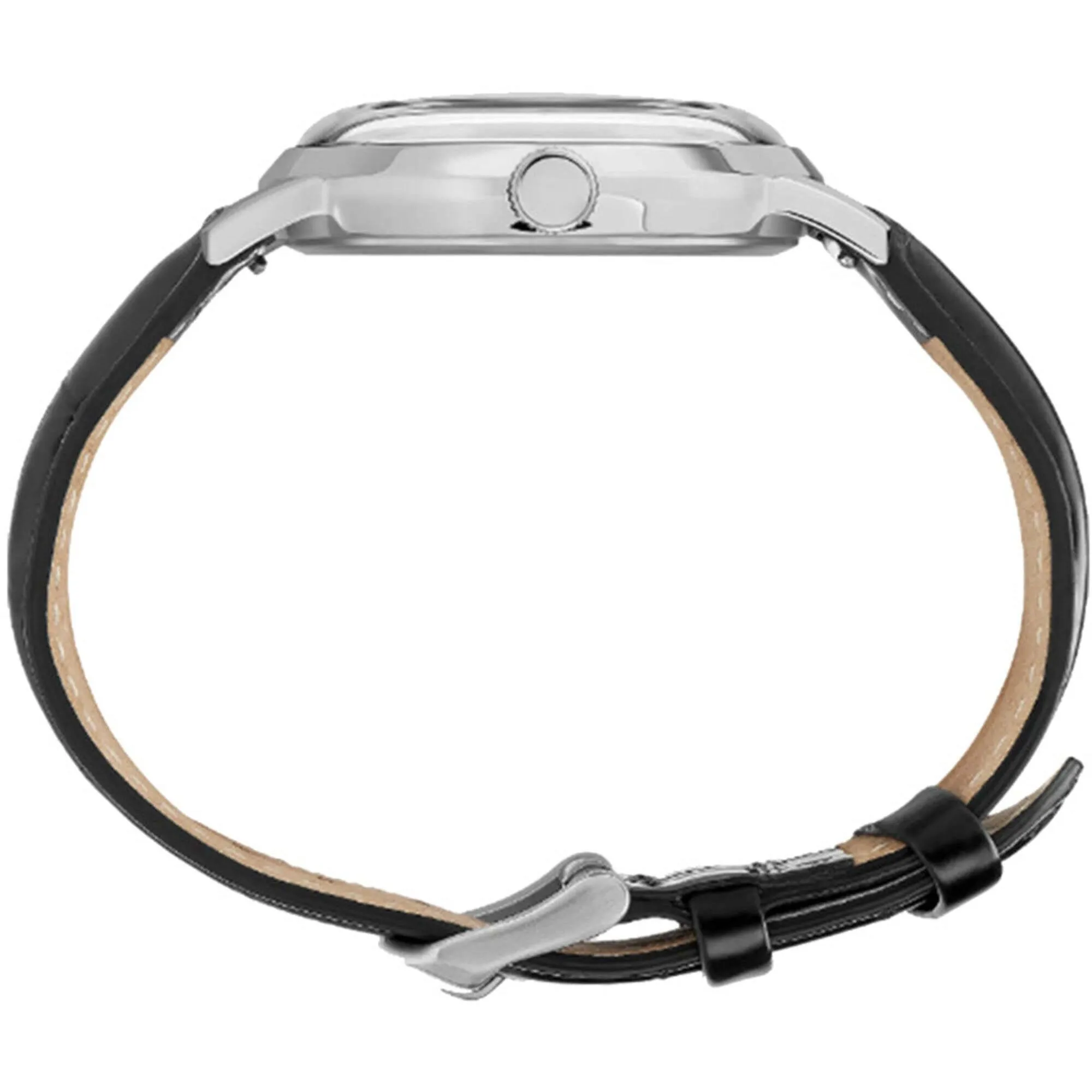 Timex Unisex Watch - Peanuts Marlin Silver Tone Dial Black Leather Strap | TW2U99500ZV