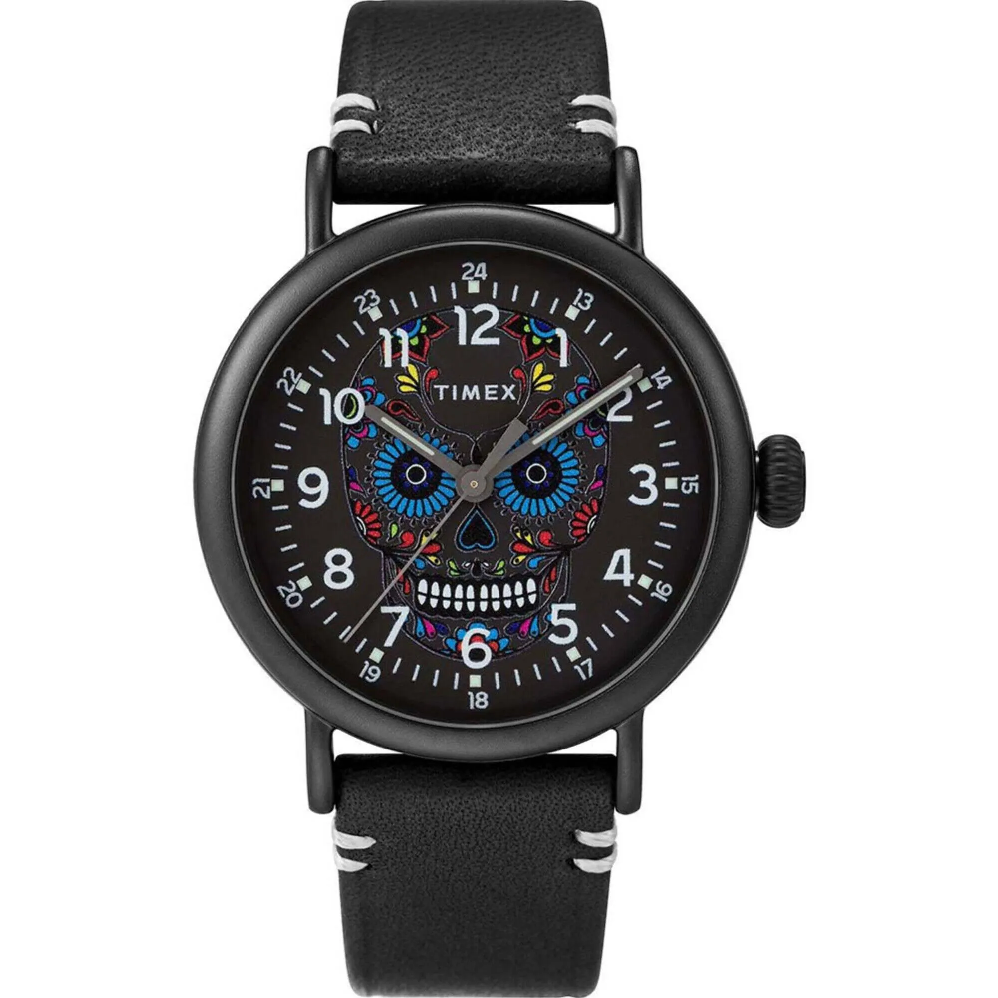 Timex Unisex Watch - Standard Dia De Los Muertos Black Leather Strap | TW2U95200VQ