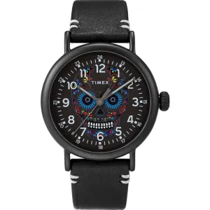 Timex Unisex Watch - Standard Dia De Los Muertos Black Leather Strap | TW2U95200VQ