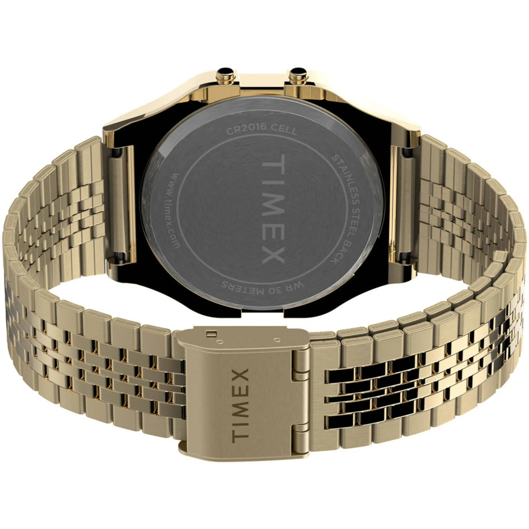 Timex Unisex Watch - T80 Alarm Digital Dial Yellow Gold Bracelet | TW2V18900