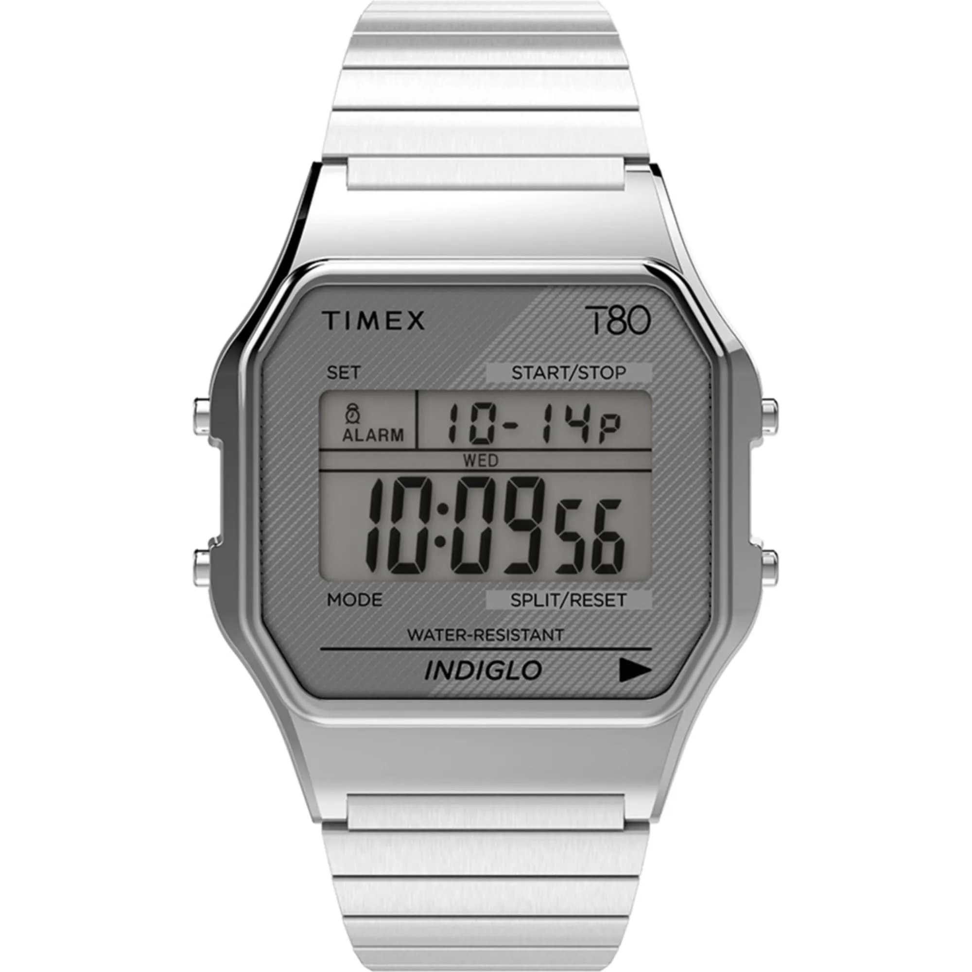 Timex Unisex Watch - T80 Grey Dial Silver Stainless Steel Expansion Band | TW2R79100