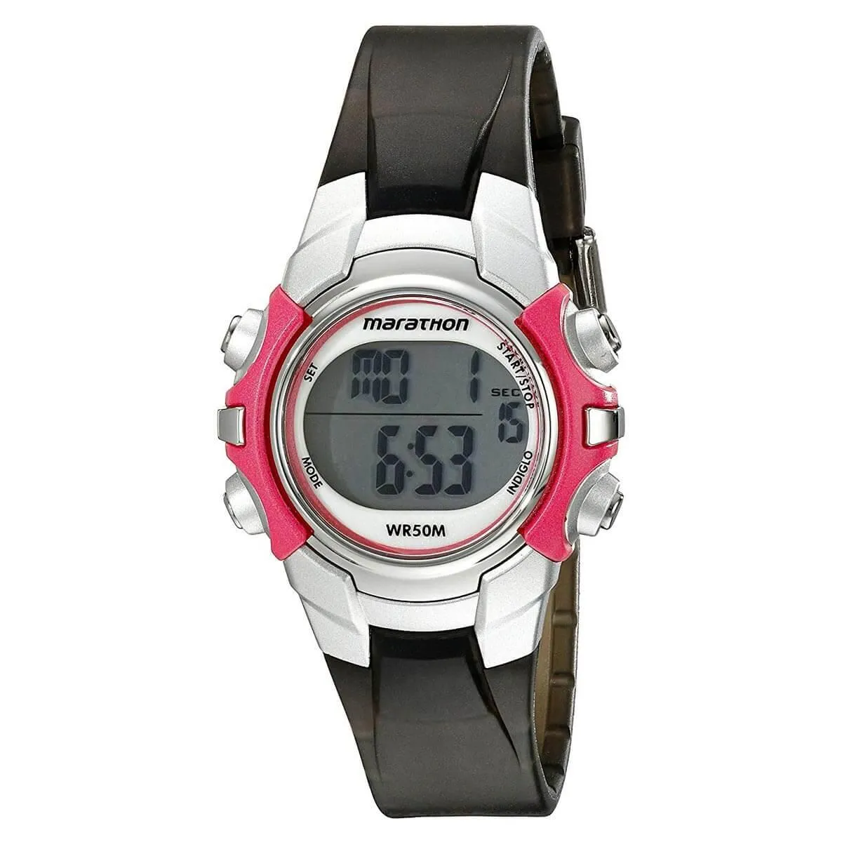 Timex Women's Chronograph Watch - Marathon Grey Digital Dial Rubber Strap | T5K807
