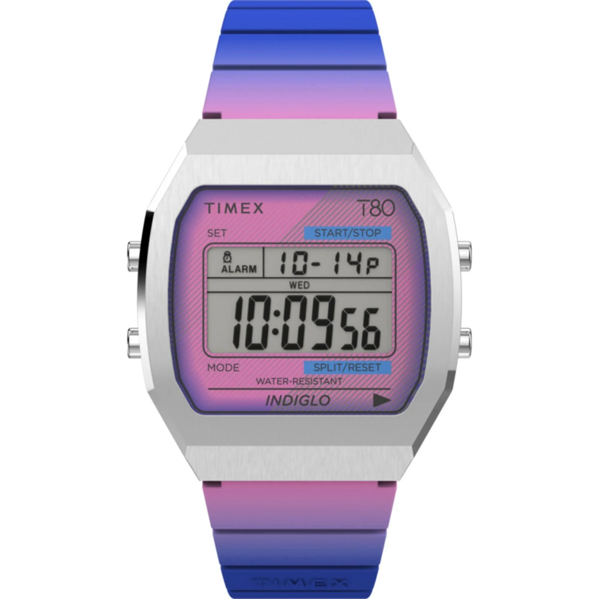 Timex Women's Digital Watch - T80 Date Display Purple and Grey Dial | TW2V74600YB