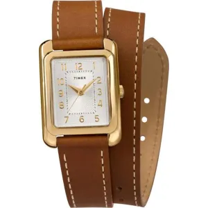 Timex Women's Quartz Watch - Addison Silver Tone Dial Leather Strap | TW2R89900