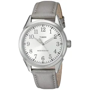 Timex Women's Quartz Watch - Briarwood Silver Tone Dial Leather Strap | TW2P99400