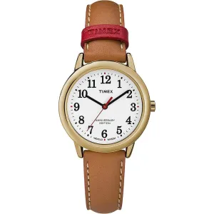 Timex Women's Quartz Watch - Easy Reader Brown and Red Leather Strap | TW2R40300