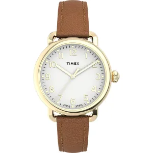 Timex Women's Quartz Watch - Standard Silver Dial Brown Leather Strap | TW2U13300VQ