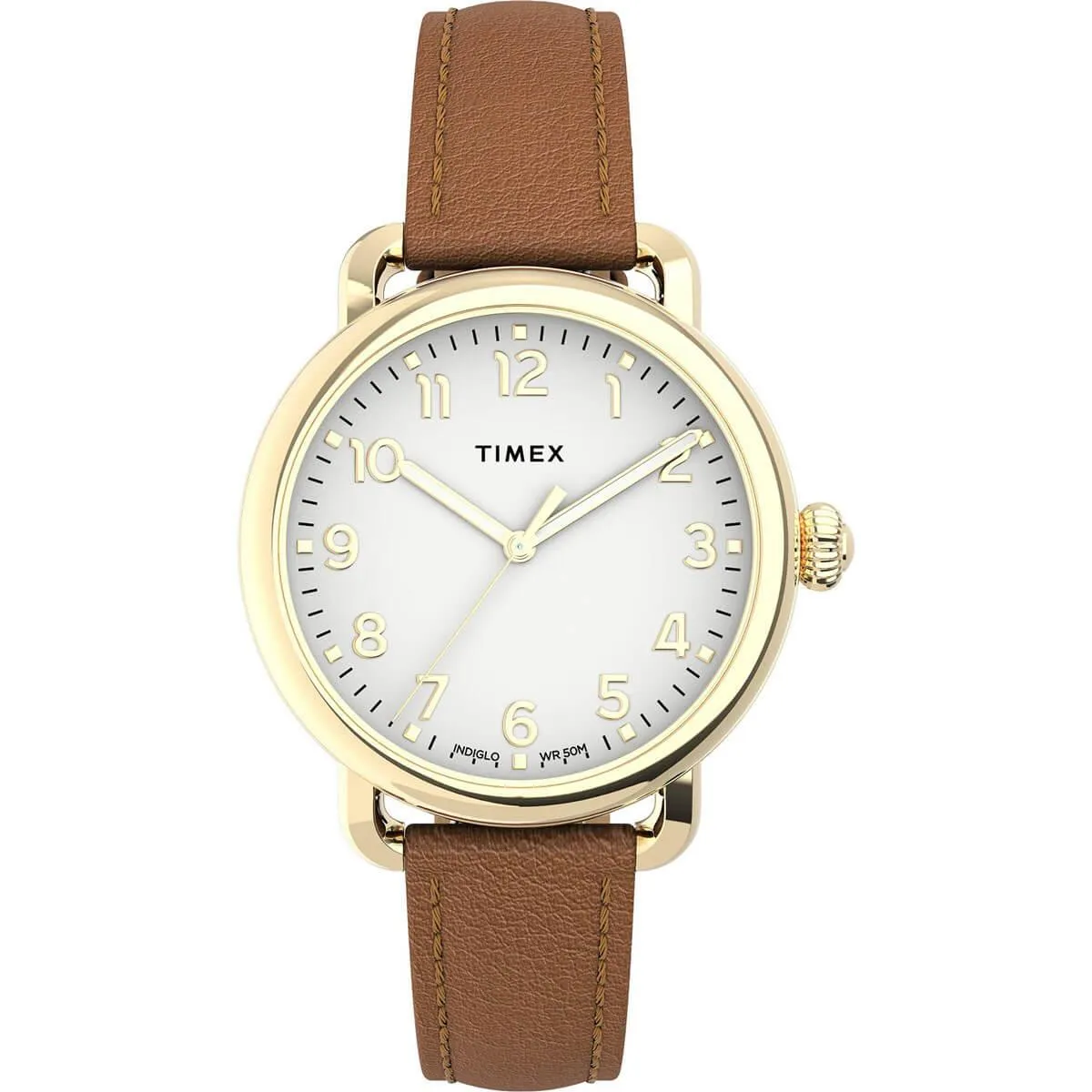 Timex Women's Quartz Watch - Standard Silver Dial Brown Leather Strap | TW2U13300VQ