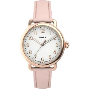 Timex Women's Quartz Watch - Standard Silver Dial Rose Leather Strap | TW2U13500VQ