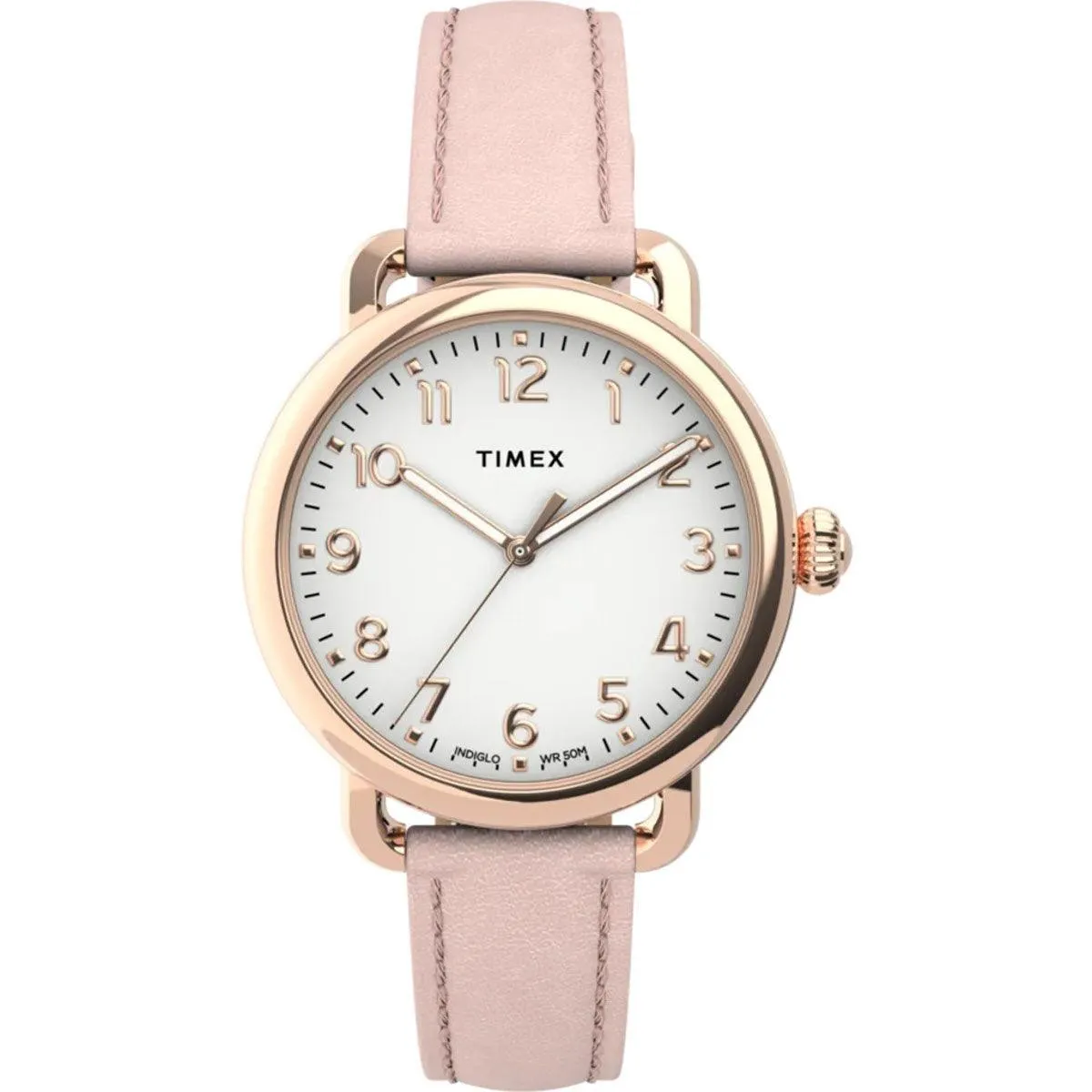 Timex Women's Quartz Watch - Standard Silver Dial Rose Leather Strap | TW2U13500VQ