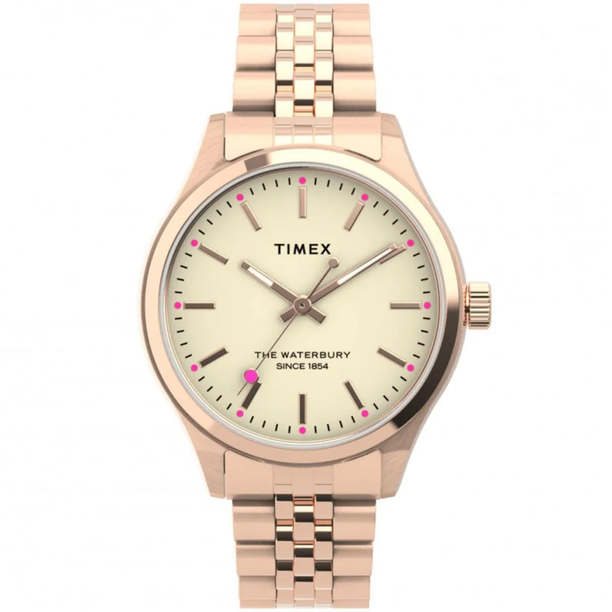 Timex Women's Quartz Watch - Waterbury Cream Dial Rose Gold Bracelet | TW2U23200VQ