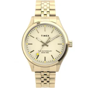 Timex Women's Quartz Watch - Waterbury Cream Dial Yellow Gold Bracelet | TW2U23200VQ