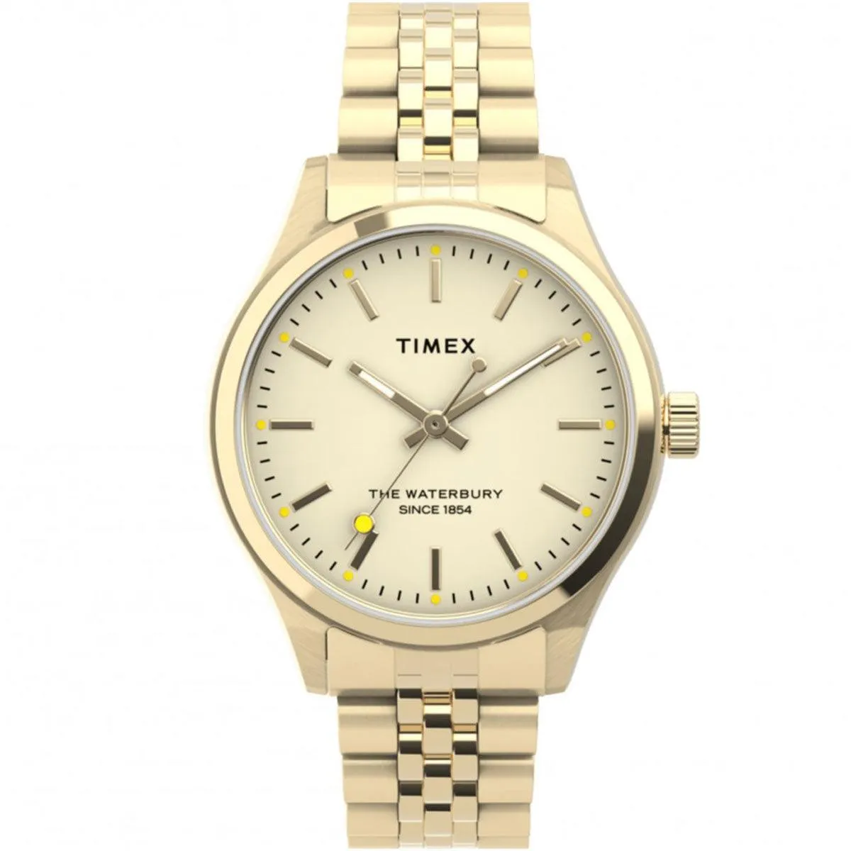 Timex Women's Quartz Watch - Waterbury Cream Dial Yellow Gold Bracelet | TW2U23200VQ
