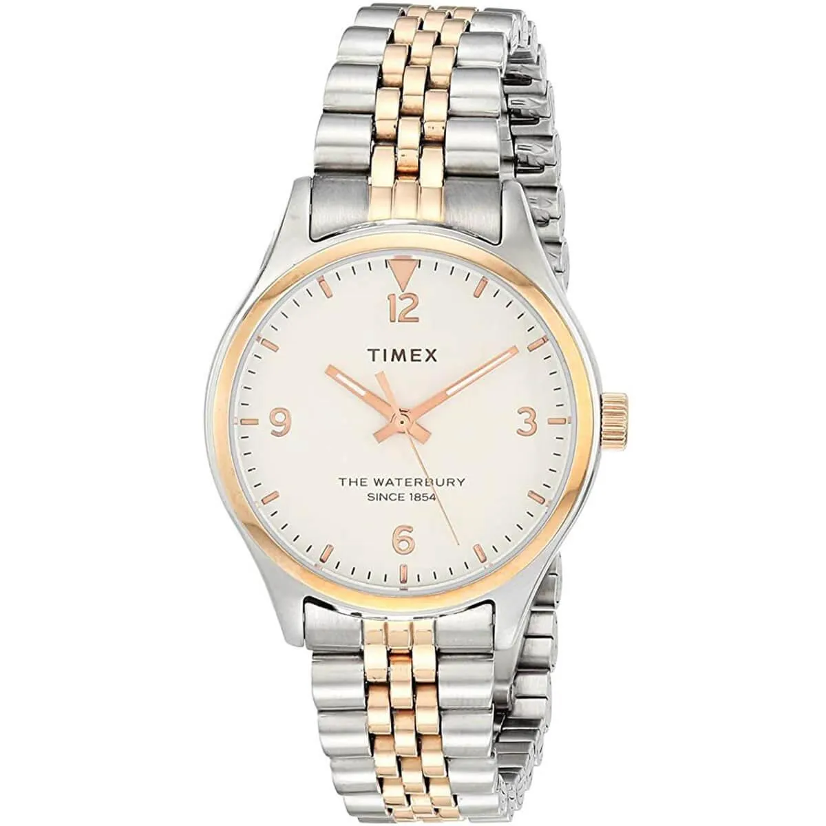 Timex Women's Quartz Watch - Waterbury White Dial Two Tone Bracelet | TW2T49200VQ