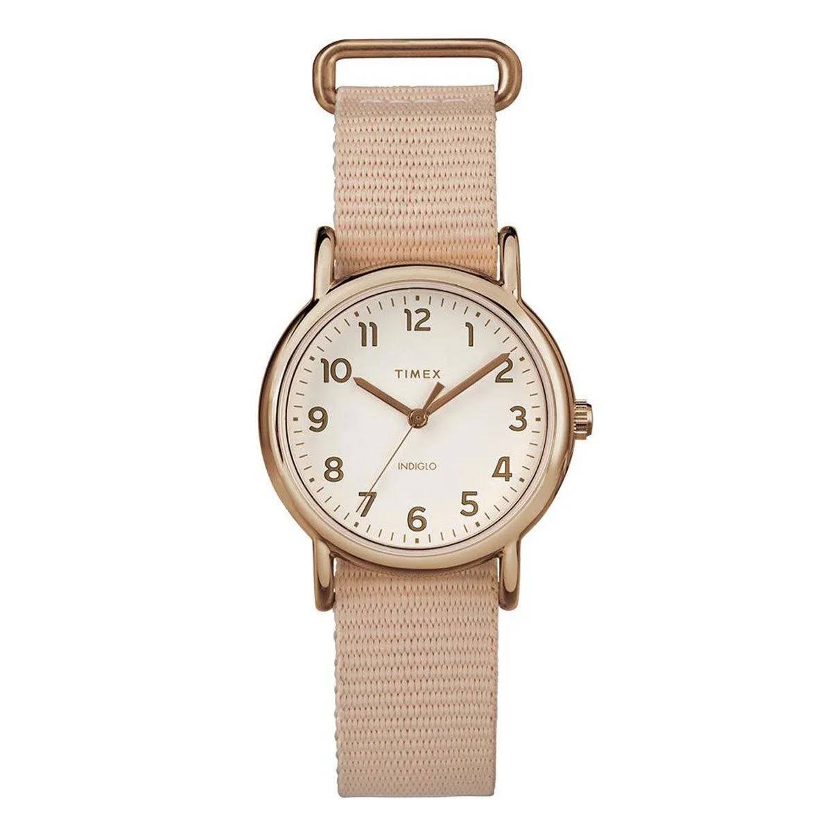 Timex Women's Strap Watch - Weekender Cream Dial Quartz Pink Nylon | TW2R59900JV