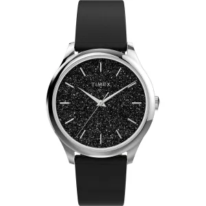 Timex Women's Watch - Celestial Black Glitter Dial Fabric Strap Quartz | TW2V01100VQ