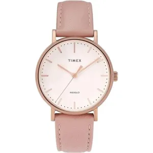 Timex Women's Watch - Fairfield Beige Dial Pink Leather Strap Quartz | TW2T31900