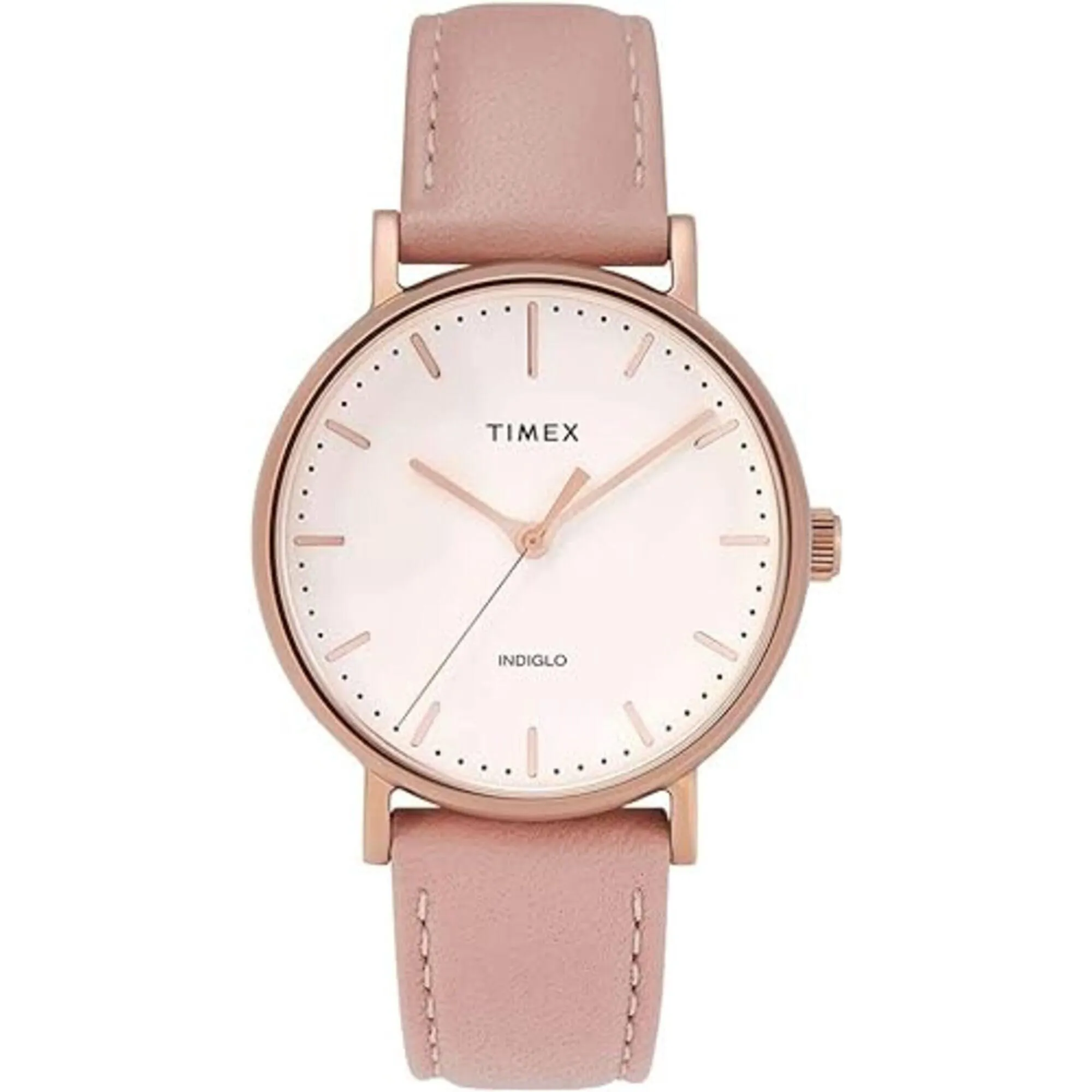 Timex Women's Watch - Fairfield Beige Dial Pink Leather Strap Quartz | TW2T31900