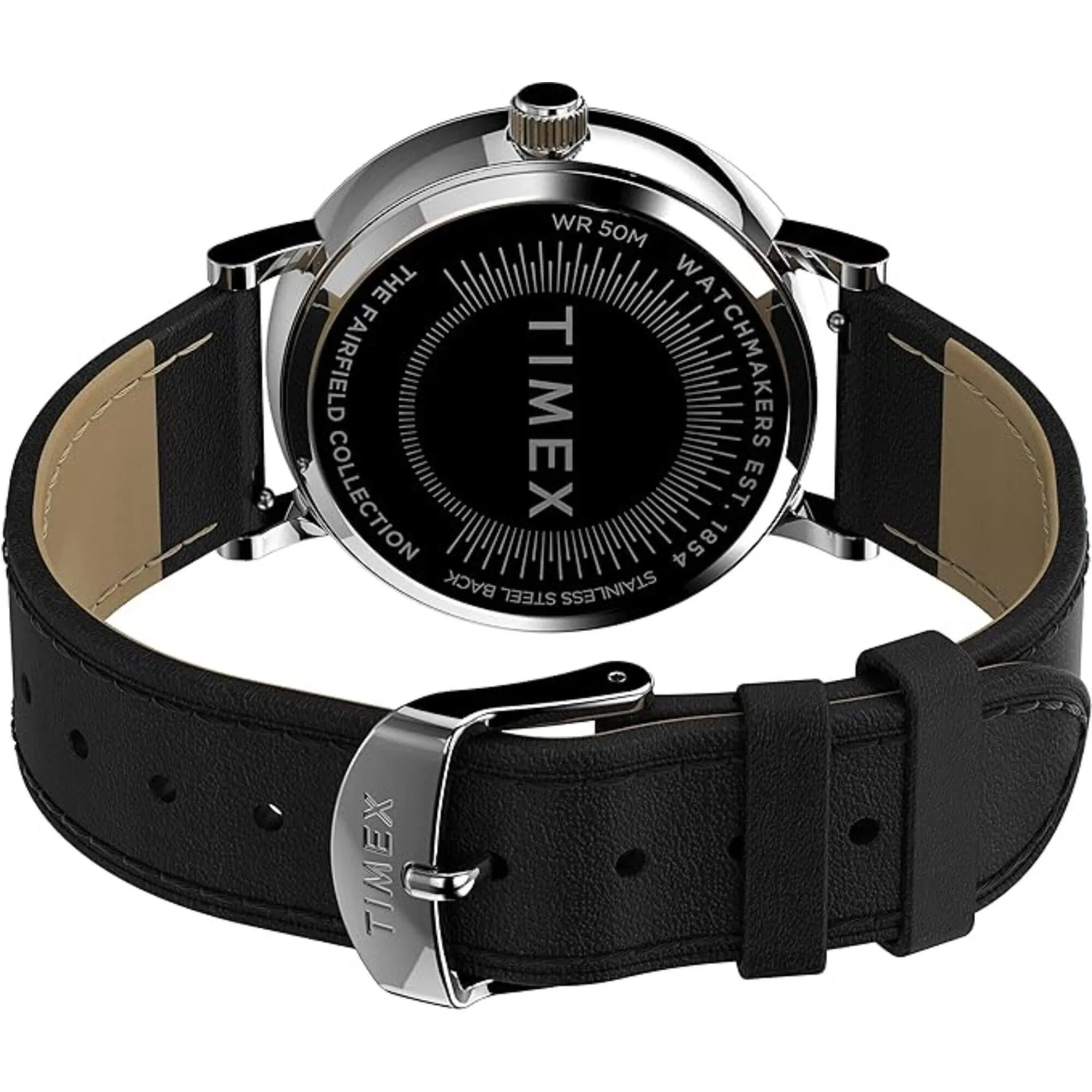 Timex Women's Watch - Fairfield Quartz White Dial Black Leather Strap | TW2U96100VQ