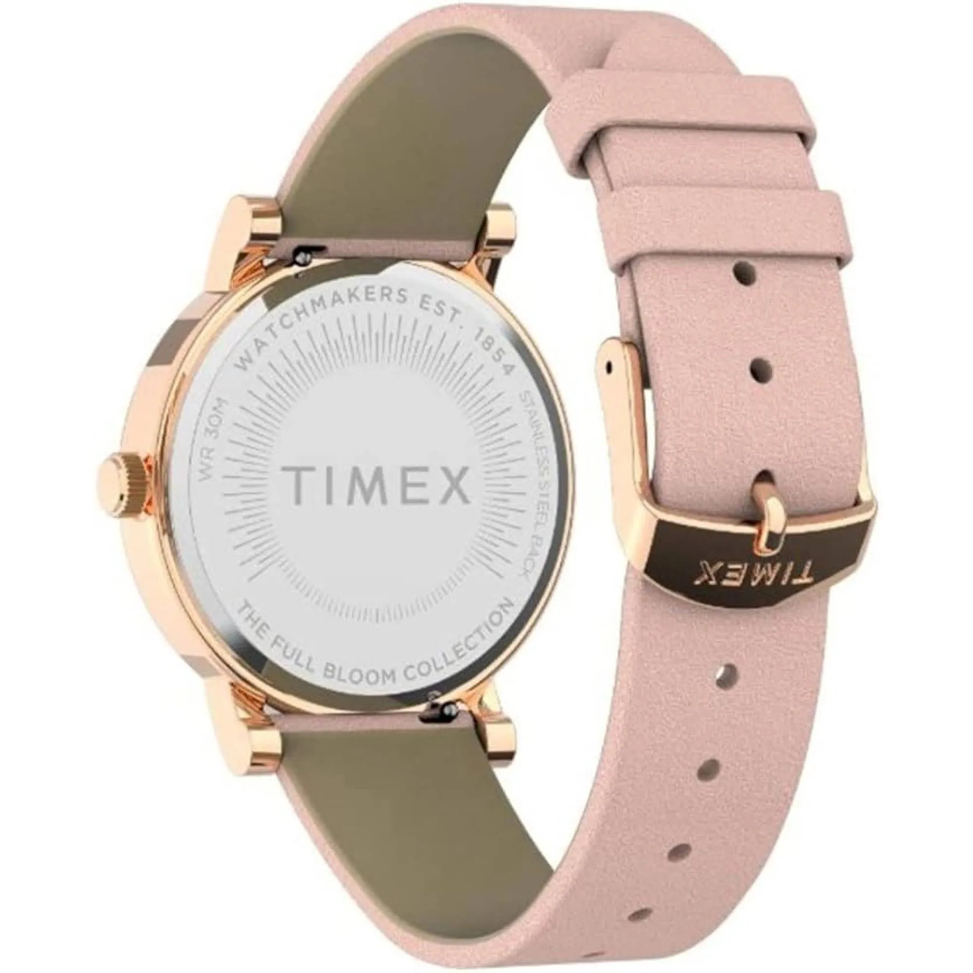 Timex Women's Watch - Full Bloom Quartz Floral Dial Pink Leather Strap | TW2U19300
