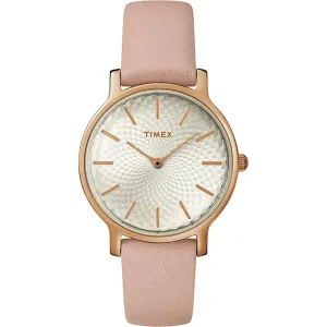 Timex Women's Watch - Metropolitan Silver Tone Dial Pink Leather Strap | TW2R85200