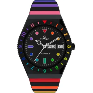 Timex Women's Watch - Q Date Display Black Dial Steel Expansion Band | TW2V65900VQ
