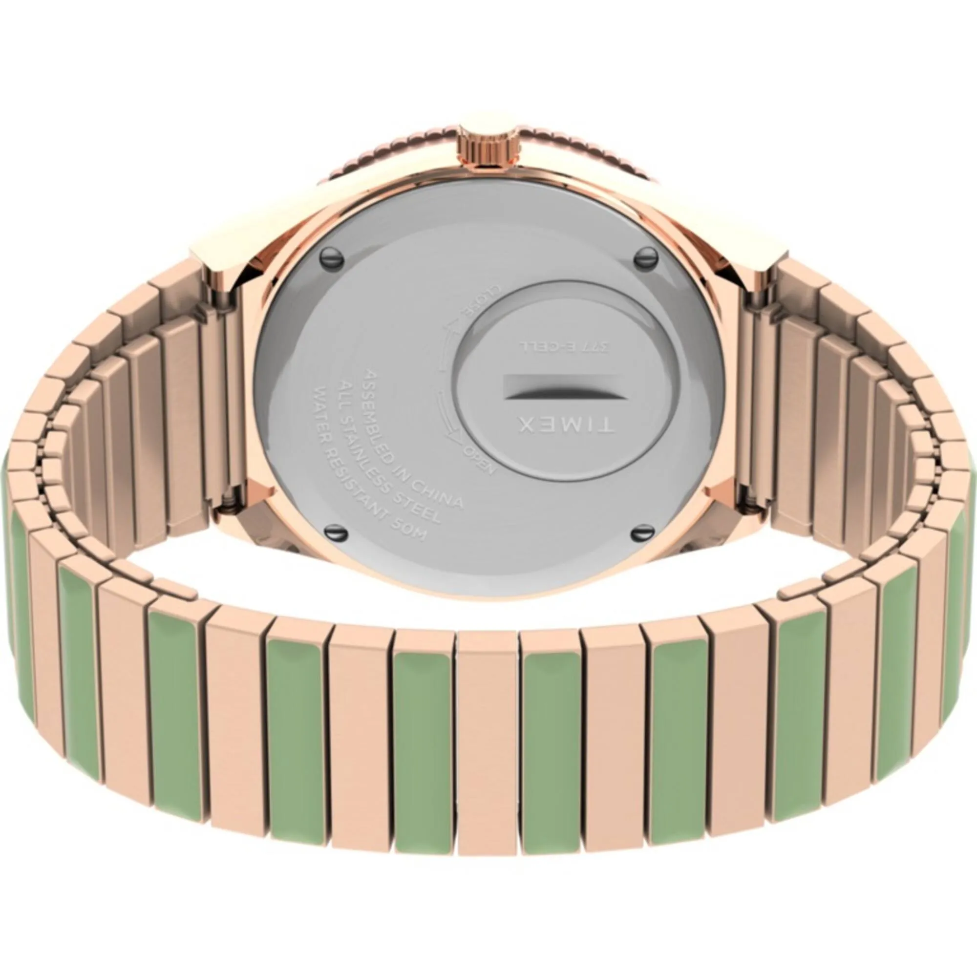 Timex Women's Watch - Q Malibu Quartz Green Dial Two Tone Bracelet | TW2V38700